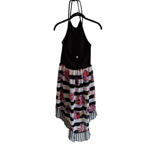 NWT Xhilaration Women's Black and floral hi-low‎ dress